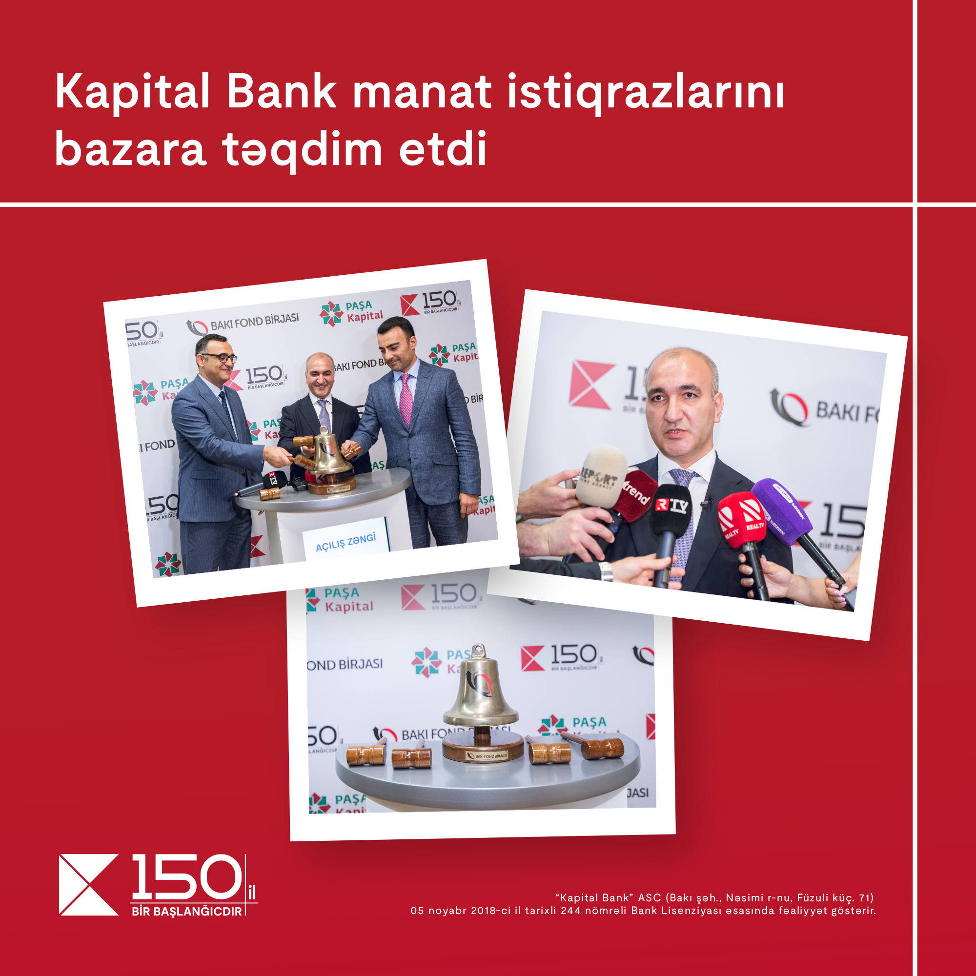 Kapital Bank's manat bonds presented to the market with “Opening Bell” at the Baku Stock Exchange