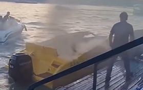 На реке Кура на лодке произошел пожар: есть пострадавшие