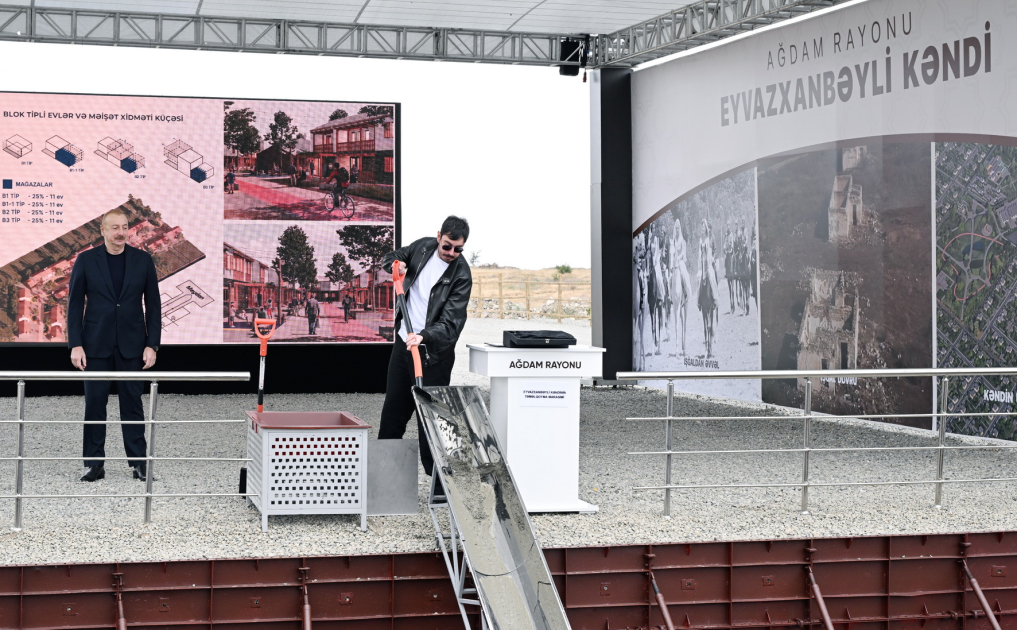 Prezidentlə oğlu Ağdamda təməlqoyma mərasimində iştirak ediblər -Yenilənib