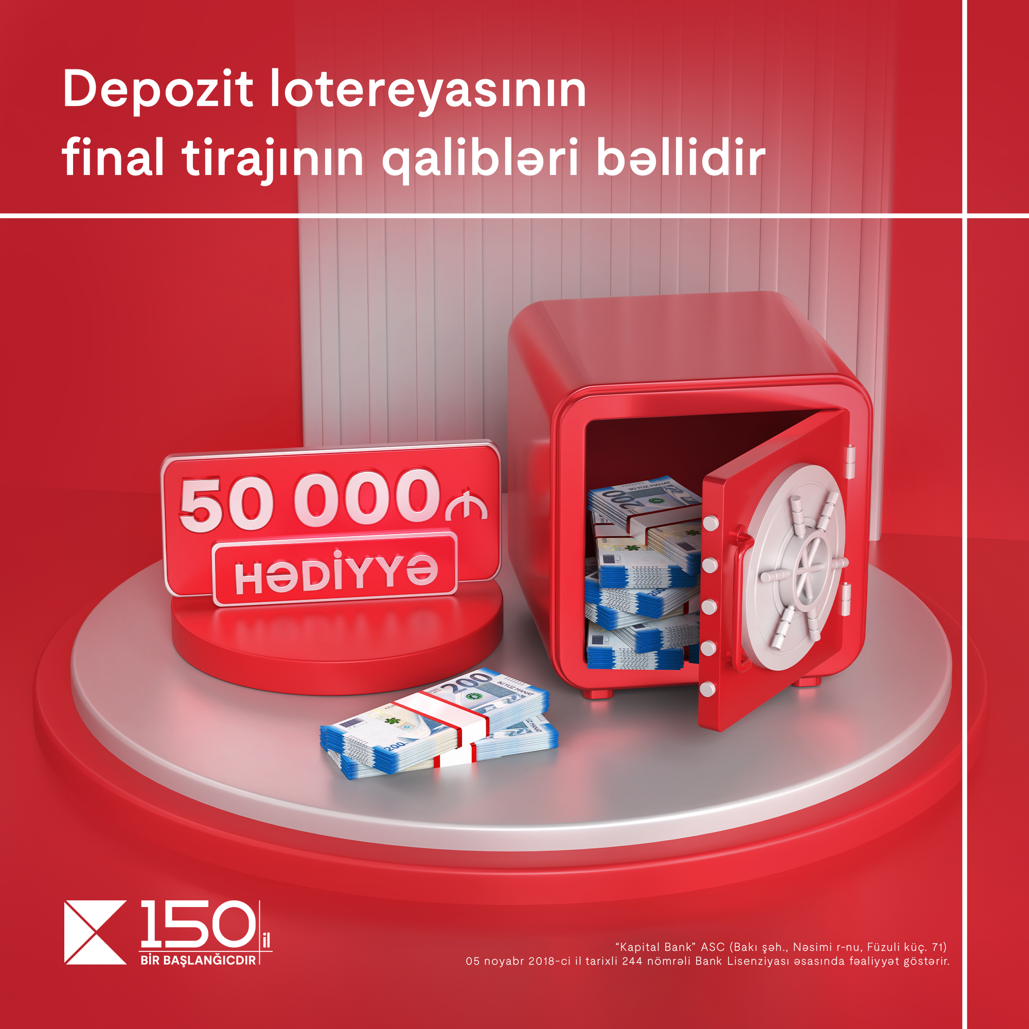 Kapital Bank-ın Depozit lotereyasında 50 000 AZN-nin sahibi bəlli oldu