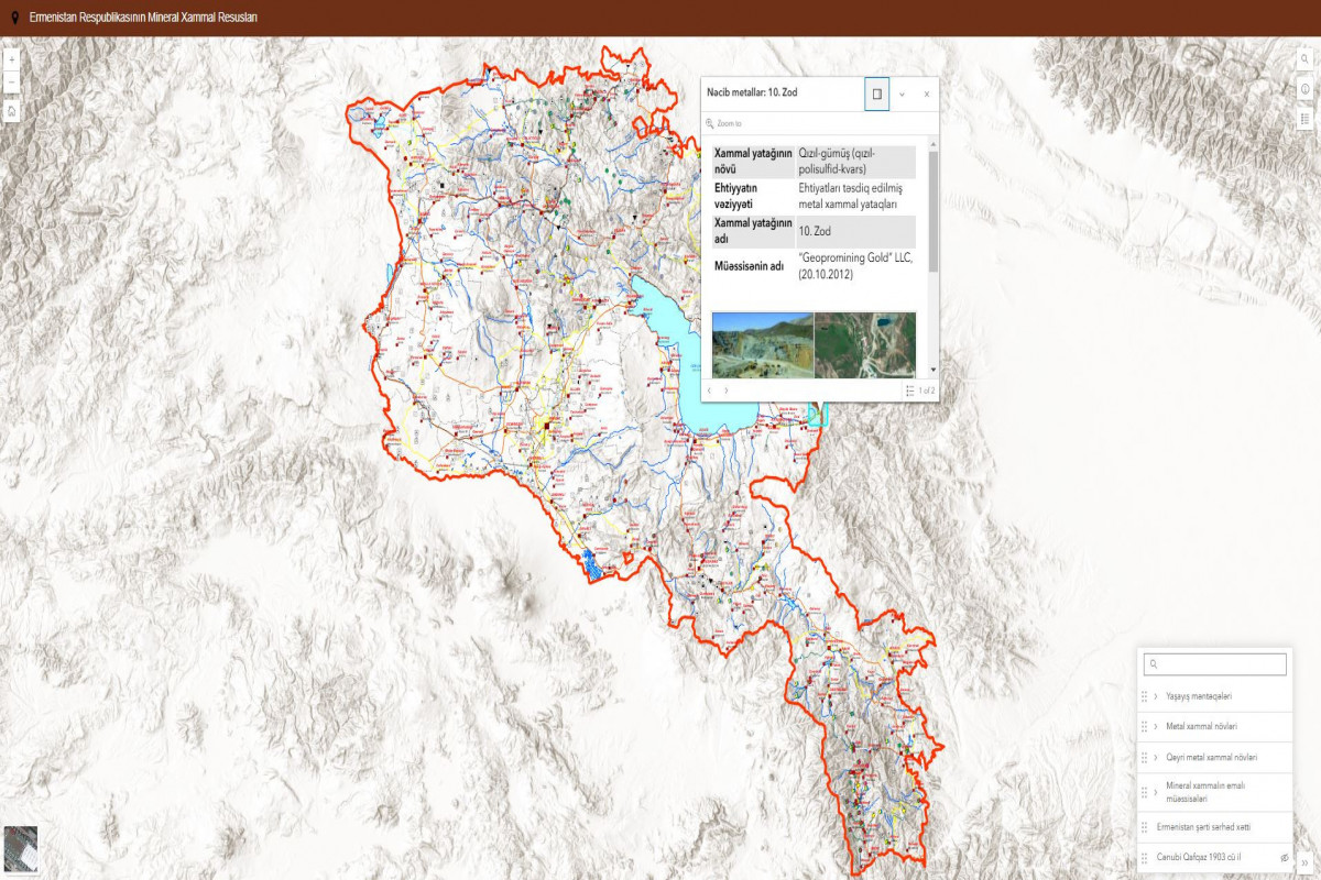 Ermənistanın dağ-mədən fəaliyyətini ifşa edən rəqəmsal xəritə hazırlanır