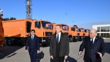 Azerbaijan President reviews locally produced waste collection vehicles at Baku Expo Center