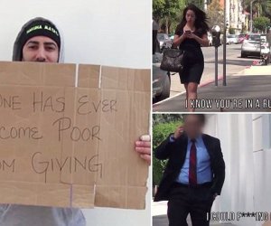 What happens when homeless man turns the table and offers people money