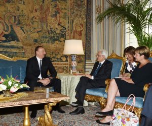 Prezident italiyalı həmkarı ilə görüşdü - Fotolar