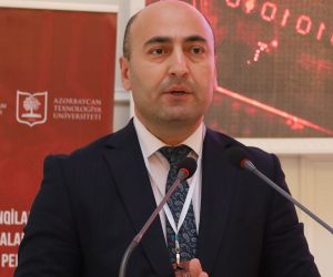 Nar CEO speaks at a conference in Ganja