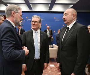 Aliyev, Pashinyan speak briefly at Tirana summit