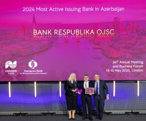 Банк Республика в третий раз подряд удостоен престижной награды EBRD — «Самый активный банк-эмитент в Азербайджане»
