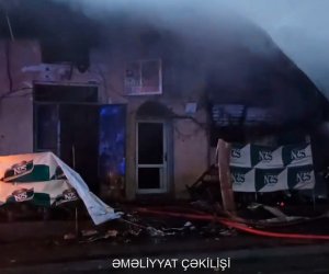 Sabunçu bazarında yanğın olub - Video