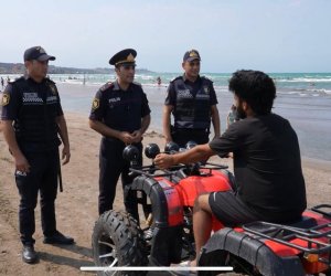 Polis çimərliklərdə profilaktik tədbirləri davam etdirir