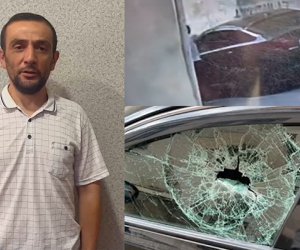 Bakıda maşının şüşəsini qəsdən sındıran şəxs saxlanılıb - Video
