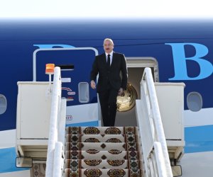 Ilham Aliyev arrives in Turkmenistan on a working visit