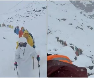 Güclü qar səbəbindən alpinistlər Everestdə qalıblar