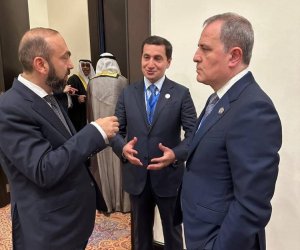 Bayramov, Hajiyev and Mirzoyan spotted in animated exchange at summit