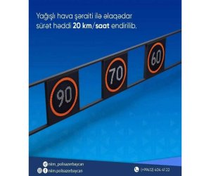 Yağışlı hava ilə əlaqədar Zığ&ndash;Hava Limanı yolunda sürət həddi endirilib