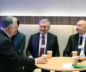 Встреча Алиева, Мирзиёева и Орбана