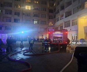 Nərimanov rayonunda yaşayış binasında yanğın baş verib, sakinlər təxliyə edilib