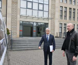 Prezident Şamaxı Avropa liseyinin yeni binasının açılışında iştirak edib