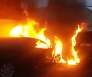 Masazırda avtomobildə yanğın baş verib - Video