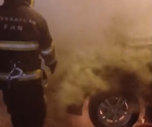 Bakıda avtomobil yanıb