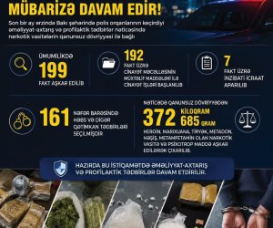 Son bir ayda narkotiklə bağlı 199 fakt aşkarlanıb, 372 kiloqramdan çox narkotik götürülüb - Video