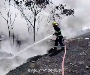 Bakıda təkər tullantıları yığılmış ərazidə yanğın olub