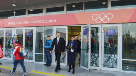 Prezident İlham Əliyev Soçidə konkisürmə oyunlarına baxıb FOTOLAR