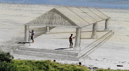 Artists create amazing 3D sand drawings - PHOTO