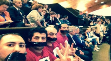Activists protest Aliyev's PACE speech