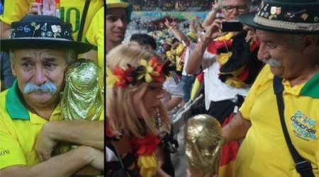 'Saddest man in Brazil' actually quite chipper, gives German fan trophy - VIDEO