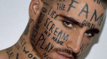 Model hopes word face tattoos will make him the most famous man - PHOTO+VIDEO