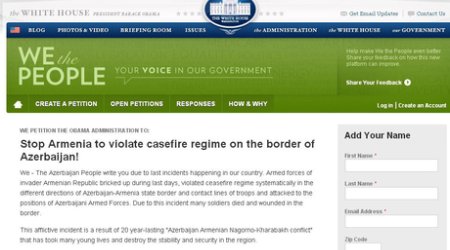 Petition demanding an end to Armenia`s violating ceasefire placed on White House website - PHOTO