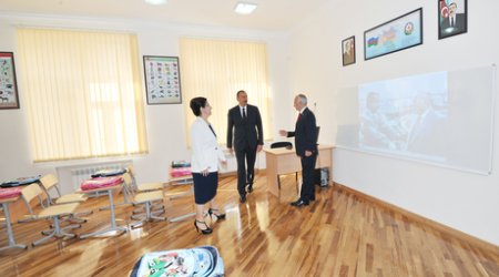 Prezident İlham Əliyev məktəbə gəldi - FOTOLAR
