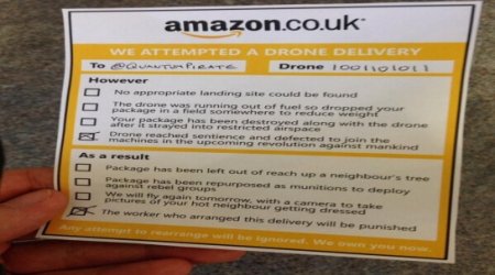 Quick-thinking Twitter user mocks up Amazon drone ‘missed delivery’ note