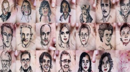 Artist sews loved ones into the palms of his hands - PHOTO