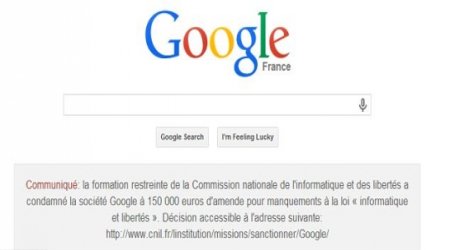 Google forced to advertise £125,000 fine on its French homepage
