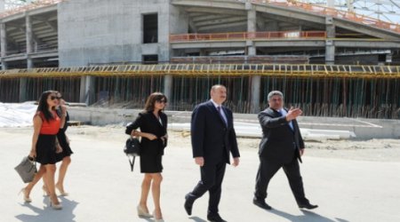 Aliyev visits Aquatic Palace under construction in Baku