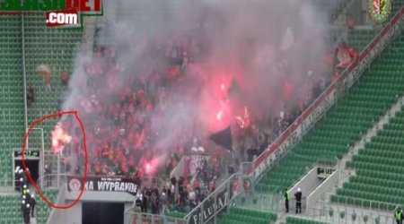 Security officer turns Zaglebie Lubin fan into human fireball - PHOTO+VIDEO