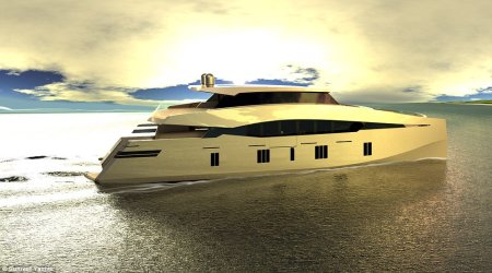 Luxury superyacht shaped like a catamaran