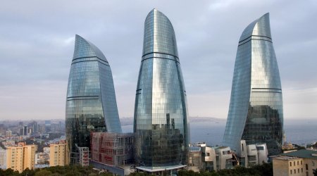 Baku Flame Towers damaged by strong winds