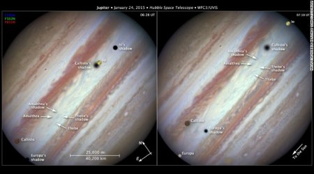 Hubble captures triple solar eclipse on Jupiter