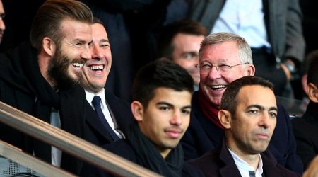 David Beckham and Sir Alex Ferguson among the crowd