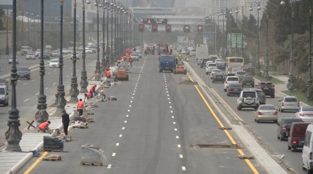 Heydər Əliyev prospektində təmir işləri davam etdirilir