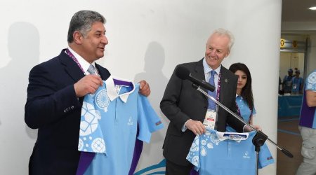 Azerbaijan's sports minister collects Baku Games uniforms