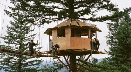 Treehouse has its own skatepark, a wood-fired tub and was built for $170,000