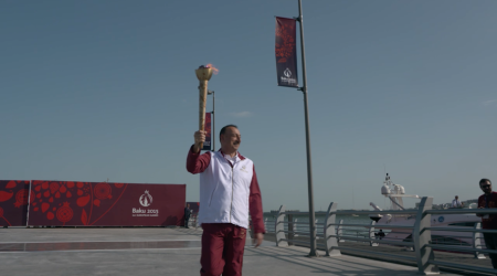 Baku 2015 Flame arrives in Azerbaijani capital