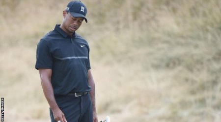 Tiger Woods hits 80, Johnson and Stenson lead