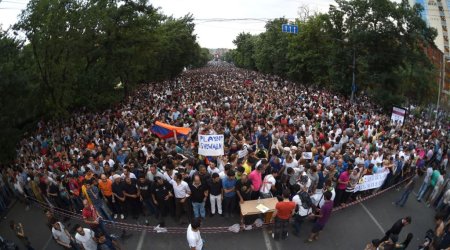 Armenian protests peaceful in third day but demands unresolved