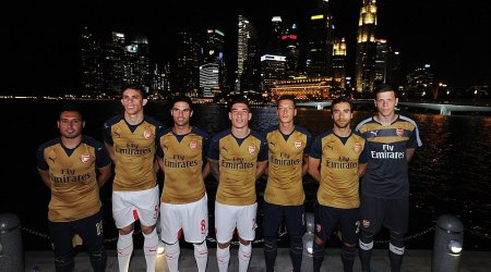 Arsenal release new gold and navy away strip at Singapore kit launch