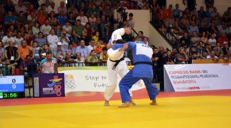 Azerbaijani judo wrestler claims gold at Tbilisi Olympic Festival