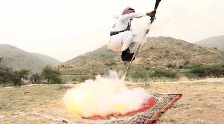 The Saudi tradition of firing rifles at one's own feet in celebration